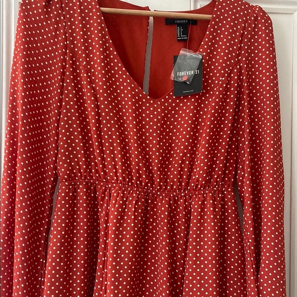 Forever 21 Red Dress with White Polka Dots - Picture 3 of 3